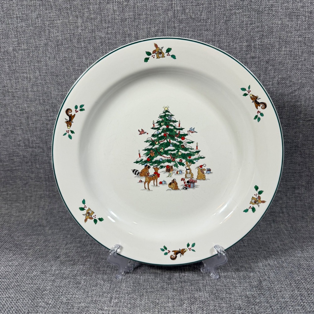VTG Ming Pao Woodland Christmas Dinner Plate 10.5" Forest Animals China Holiday